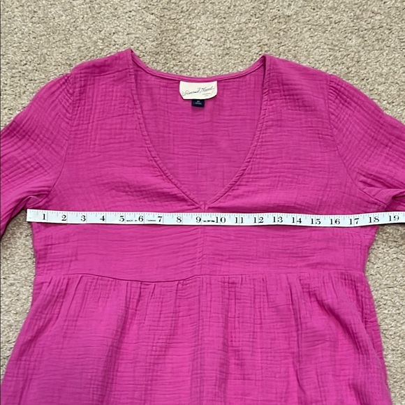 Universal Thread Tiered Gauze Fuchsia Pink Long Sleeve Dress - Picture 5 of 8